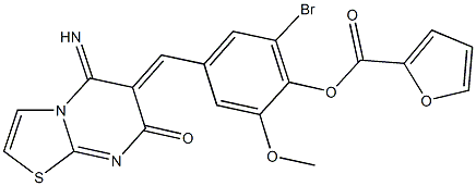 2-bromo-4-[(5-imino-7-oxo-5H-[1,3]thiazolo[3,2-a]pyrimidin-6(7H)-ylidene)methyl]-6-methoxyphenyl 2-furoate Structure