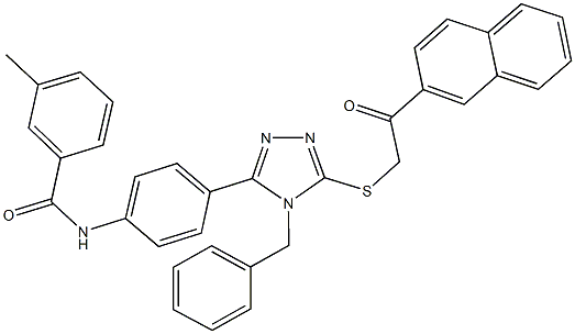 N-[4-(4-benzyl-5-{[2-(2-naphthyl)-2-oxoethyl]sulfanyl}-4H-1,2,4-triazol-3-yl)phenyl]-3-methylbenzamide 구조식 이미지