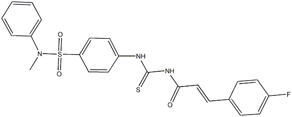 4-[({[3-(4-fluorophenyl)acryloyl]amino}carbothioyl)amino]-N-methyl-N-phenylbenzenesulfonamide 구조식 이미지