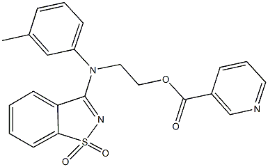 2-[(1,1-dioxido-1,2-benzisothiazol-3-yl)-3-methylanilino]ethyl nicotinate Structure