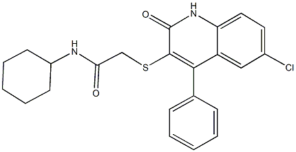 2-[(6-chloro-2-oxo-4-phenyl-1,2-dihydro-3-quinolinyl)sulfanyl]-N-cyclohexylacetamide Structure