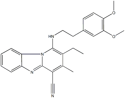 1-{[2-(3,4-dimethoxyphenyl)ethyl]amino}-2-ethyl-3-methylpyrido[1,2-a]benzimidazole-4-carbonitrile 구조식 이미지