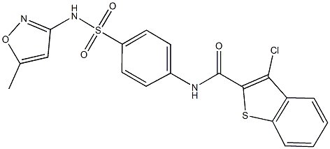 3-chloro-N-(4-{[(5-methyl-3-isoxazolyl)amino]sulfonyl}phenyl)-1-benzothiophene-2-carboxamide 구조식 이미지