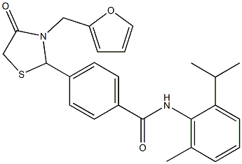 4-[3-(2-furylmethyl)-4-oxo-1,3-thiazolidin-2-yl]-N-(2-isopropyl-6-methylphenyl)benzamide Structure