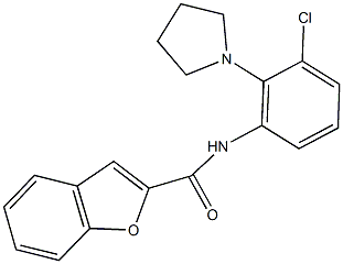 N-[3-chloro-2-(1-pyrrolidinyl)phenyl]-1-benzofuran-2-carboxamide 구조식 이미지