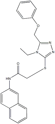 2-{[4-ethyl-5-(phenoxymethyl)-4H-1,2,4-triazol-3-yl]sulfanyl}-N-(2-naphthyl)acetamide 구조식 이미지