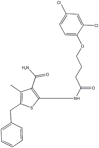 5-benzyl-2-{[4-(2,4-dichlorophenoxy)butanoyl]amino}-4-methylthiophene-3-carboxamide Structure