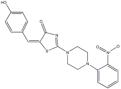 5-(4-hydroxybenzylidene)-2-(4-{2-nitrophenyl}-1-piperazinyl)-1,3-thiazol-4(5H)-one Structure