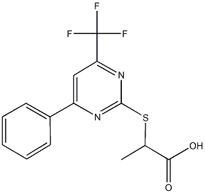 2-{[4-phenyl-6-(trifluoromethyl)-2-pyrimidinyl]sulfanyl}propanoic acid Structure