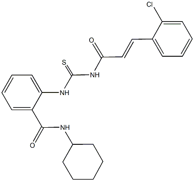 2-[({[3-(2-chlorophenyl)acryloyl]amino}carbothioyl)amino]-N-cyclohexylbenzamide Structure