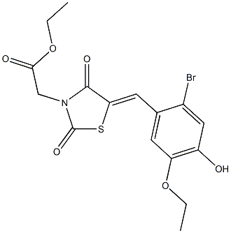 ethyl [5-(2-bromo-5-ethoxy-4-hydroxybenzylidene)-2,4-dioxo-1,3-thiazolidin-3-yl]acetate Structure