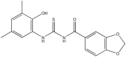 N-(1,3-benzodioxol-5-ylcarbonyl)-N'-(2-hydroxy-3,5-dimethylphenyl)thiourea 구조식 이미지