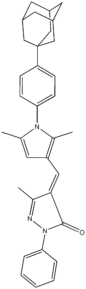 4-({1-[4-(1-adamantyl)phenyl]-2,5-dimethyl-1H-pyrrol-3-yl}methylene)-5-methyl-2-phenyl-2,4-dihydro-3H-pyrazol-3-one Structure