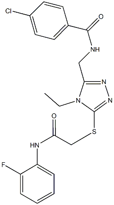 4-chloro-N-[(4-ethyl-5-{[2-(2-fluoroanilino)-2-oxoethyl]sulfanyl}-4H-1,2,4-triazol-3-yl)methyl]benzamide Structure