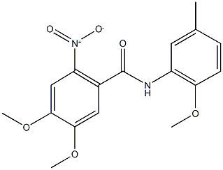 2-nitro-4,5-dimethoxy-N-(2-methoxy-5-methylphenyl)benzamide Structure