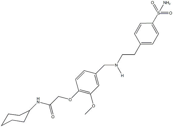 2-{4-[({2-[4-(aminosulfonyl)phenyl]ethyl}amino)methyl]-2-methoxyphenoxy}-N-cyclohexylacetamide 구조식 이미지