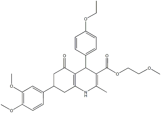 2-methoxyethyl 7-(3,4-dimethoxyphenyl)-4-(4-ethoxyphenyl)-2-methyl-5-oxo-1,4,5,6,7,8-hexahydro-3-quinolinecarboxylate 구조식 이미지