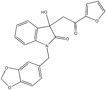 1-(1,3-benzodioxol-5-ylmethyl)-3-[2-(2-furyl)-2-oxoethyl]-3-hydroxy-1,3-dihydro-2H-indol-2-one Structure