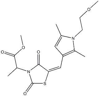 methyl 2-(5-{[1-(2-methoxyethyl)-2,5-dimethyl-1H-pyrrol-3-yl]methylene}-2,4-dioxo-1,3-thiazolidin-3-yl)propanoate 구조식 이미지