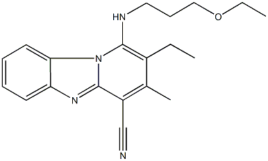 1-[(3-ethoxypropyl)amino]-2-ethyl-3-methylpyrido[1,2-a]benzimidazole-4-carbonitrile 구조식 이미지