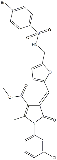 methyl 4-{[5-({[(4-bromophenyl)sulfonyl]amino}methyl)-2-furyl]methylene}-1-(3-chlorophenyl)-2-methyl-5-oxo-4,5-dihydro-1H-pyrrole-3-carboxylate Structure