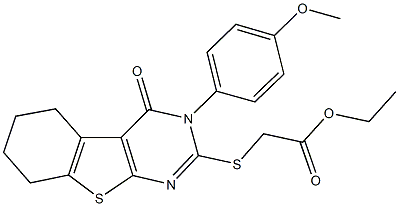 ethyl {[3-(4-methoxyphenyl)-4-oxo-3,4,5,6,7,8-hexahydro[1]benzothieno[2,3-d]pyrimidin-2-yl]sulfanyl}acetate 구조식 이미지