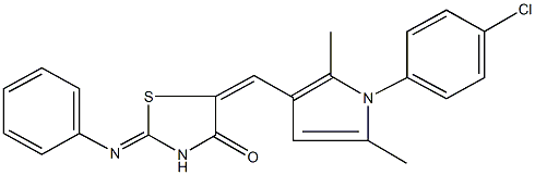 5-{[1-(4-chlorophenyl)-2,5-dimethyl-1H-pyrrol-3-yl]methylene}-2-(phenylimino)-1,3-thiazolidin-4-one Structure