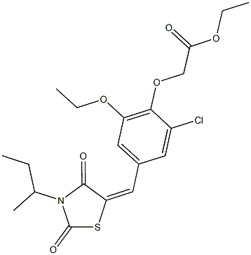 ethyl {4-[(3-sec-butyl-2,4-dioxo-1,3-thiazolidin-5-ylidene)methyl]-2-chloro-6-ethoxyphenoxy}acetate Structure