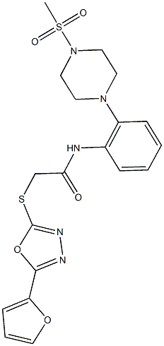 2-{[5-(2-furyl)-1,3,4-oxadiazol-2-yl]sulfanyl}-N-{2-[4-(methylsulfonyl)-1-piperazinyl]phenyl}acetamide 구조식 이미지