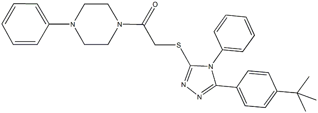 5-(4-tert-butylphenyl)-4-phenyl-4H-1,2,4-triazol-3-yl 2-oxo-2-(4-phenyl-1-piperazinyl)ethyl sulfide Structure