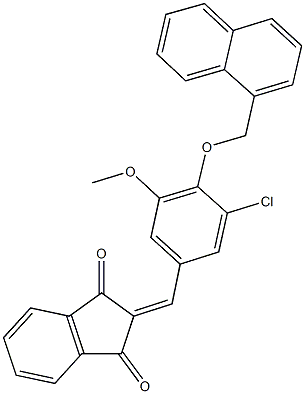 2-[3-chloro-5-methoxy-4-(1-naphthylmethoxy)benzylidene]-1H-indene-1,3(2H)-dione 구조식 이미지