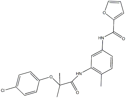 N-(3-{[2-(4-chlorophenoxy)-2-methylpropanoyl]amino}-4-methylphenyl)-2-furamide 구조식 이미지