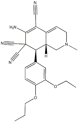 6-amino-8-(3-ethoxy-4-propoxyphenyl)-2-methyl-2,3,8,8a-tetrahydro-5,7,7(1H)-isoquinolinetricarbonitrile Structure
