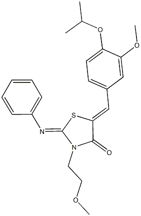 5-(4-isopropoxy-3-methoxybenzylidene)-3-(2-methoxyethyl)-2-(phenylimino)-1,3-thiazolidin-4-one 구조식 이미지