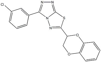 3-(3-chlorophenyl)-6-(2,3-dihydro-1,4-benzodioxin-2-yl)[1,2,4]triazolo[3,4-b][1,3,4]thiadiazole 구조식 이미지