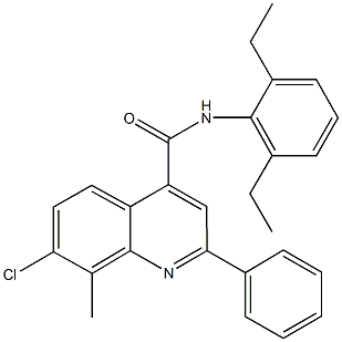 7-chloro-N-(2,6-diethylphenyl)-8-methyl-2-phenyl-4-quinolinecarboxamide Structure