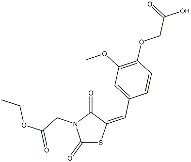 (4-{[3-(2-ethoxy-2-oxoethyl)-2,4-dioxo-1,3-thiazolidin-5-ylidene]methyl}-2-methoxyphenoxy)acetic acid 구조식 이미지