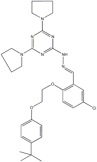 2-[2-(4-tert-butylphenoxy)ethoxy]-5-chlorobenzaldehyde (4,6-dipyrrolidin-1-yl-1,3,5-triazin-2-yl)hydrazone Structure