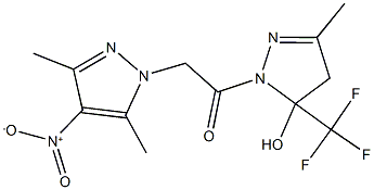 1-({4-nitro-3,5-dimethyl-1H-pyrazol-1-yl}acetyl)-3-methyl-5-(trifluoromethyl)-4,5-dihydro-1H-pyrazol-5-ol 구조식 이미지