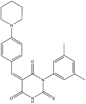 1-(3,5-dimethylphenyl)-5-[4-(1-piperidinyl)benzylidene]-2-thioxodihydro-4,6(1H,5H)-pyrimidinedione Structure