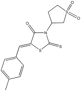 3-(1,1-dioxidotetrahydro-3-thienyl)-5-(4-methylbenzylidene)-2-thioxo-1,3-thiazolidin-4-one 구조식 이미지