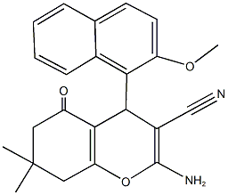 2-amino-4-(2-methoxy-1-naphthyl)-7,7-dimethyl-5-oxo-5,6,7,8-tetrahydro-4H-chromene-3-carbonitrile Structure