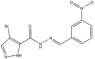 4-bromo-N'-{3-nitrobenzylidene}-1H-pyrazole-5-carbohydrazide 구조식 이미지