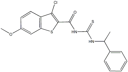 N-[(3-chloro-6-methoxy-1-benzothien-2-yl)carbonyl]-N'-(1-phenylethyl)thiourea 구조식 이미지