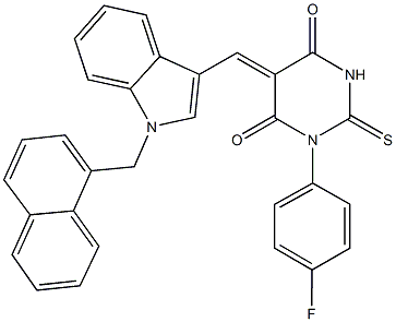 1-(4-fluorophenyl)-5-{[1-(1-naphthylmethyl)-1H-indol-3-yl]methylene}-2-thioxodihydro-4,6(1H,5H)-pyrimidinedione Structure