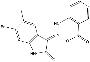 6-bromo-5-methyl-1H-indole-2,3-dione 3-({2-nitrophenyl}hydrazone) 구조식 이미지