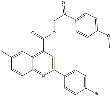 2-(4-methoxyphenyl)-2-oxoethyl 2-(4-bromophenyl)-6-methyl-4-quinolinecarboxylate 구조식 이미지