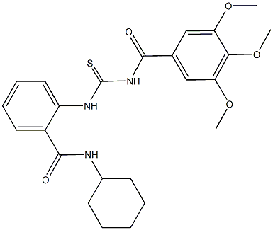 N-cyclohexyl-2-({[(3,4,5-trimethoxybenzoyl)amino]carbothioyl}amino)benzamide 구조식 이미지