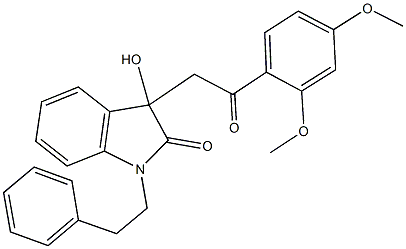 3-[2-(2,4-dimethoxyphenyl)-2-oxoethyl]-3-hydroxy-1-(2-phenylethyl)-1,3-dihydro-2H-indol-2-one 구조식 이미지