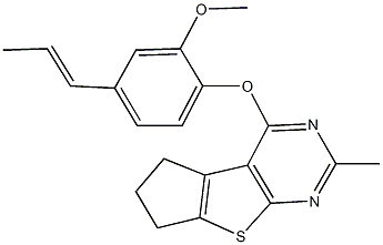 4-[2-methoxy-4-(1-propenyl)phenoxy]-2-methyl-6,7-dihydro-5H-cyclopenta[4,5]thieno[2,3-d]pyrimidine 구조식 이미지